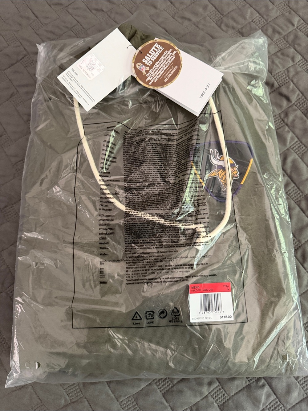 Nike - Green Hooded Sweatshirt with Embroidered Viking Patch